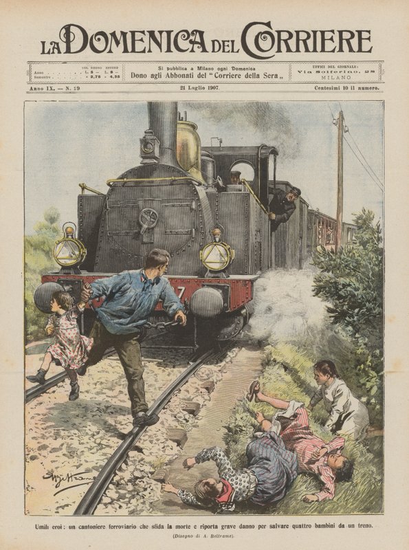 謙虚な英雄、死に抵抗し、4人を救うために深刻な被害を受ける鉄道のカントニエール？ 作： アキレ・ベルトラーメ