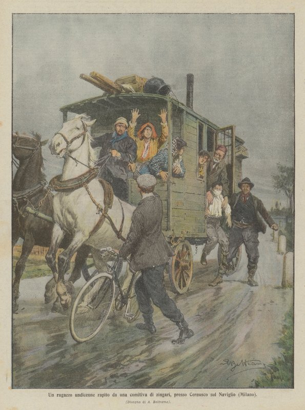 Cernusco sul Naviglio（ミラノ）の近くでジプシーのグループに誘拐された11歳の男の子 作： アキレ・ベルトラーメ