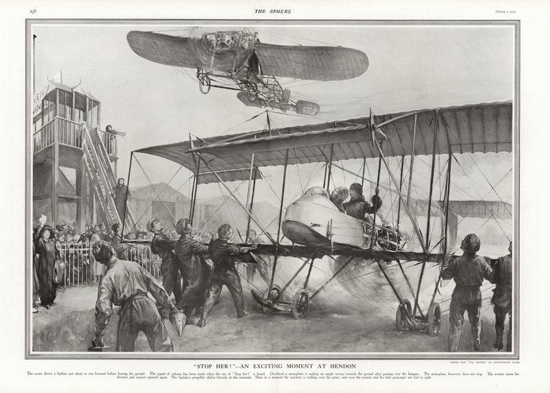 ヘンドン飛行場での事故に近い、1913。 作： アディソン・トーマス・ミラー