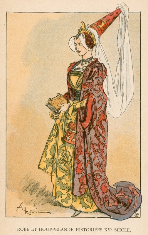 ドレスとフッペランデの歴史XVth Century 作： アルバート・ロビダ