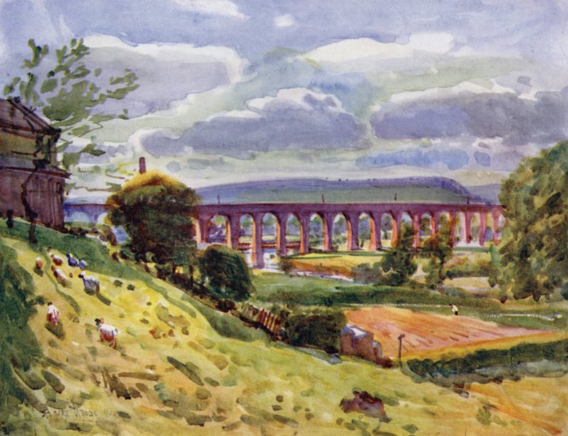 Whalley, the Viaduct (カラーリトグラフ) 作： アルバート・ウッズ