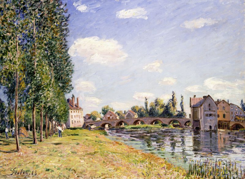 アルフレッド・シスレー、【驟雨の中のモレの橋】、希少な額装用画集より Alfred_Sisley_-