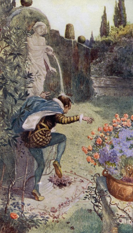 フランスの陶芸家ベルナールパリシーの頭に注ぐ庭の彫像が水差しから取った水 作： アルフレッドウォリスミルズ