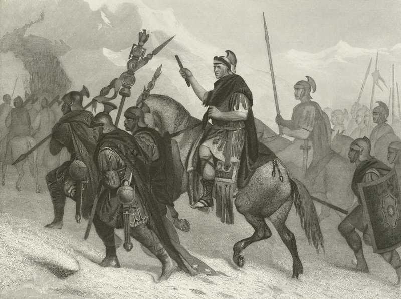 ハンニバルと彼の軍が紀元前218年にアルプスを渡った 作： アロンゾチャペル