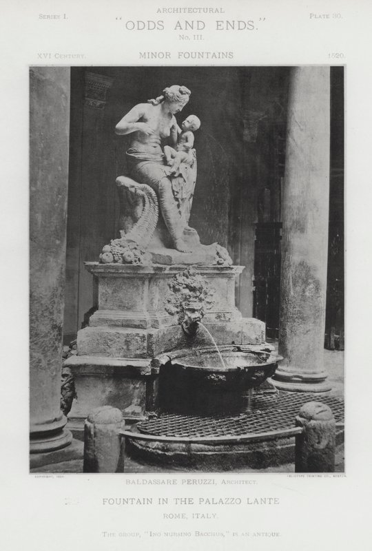 イタリア・ローマのランテ宮殿の噴水（モノクロ写真 作： アメリカの写真家（後）