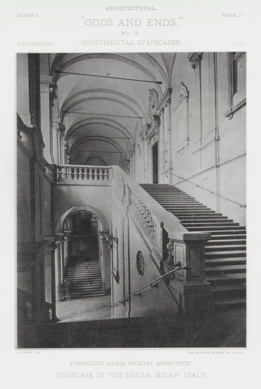 イタリア・ミラノのブレラ美術館の階段（モノクロ写真 作： アメリカの写真家（後）