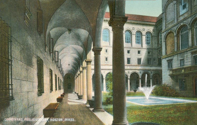 米国マサチューセッツ州ボストン市立図書館の中庭（カラー写真） 作： アメリカの写真家