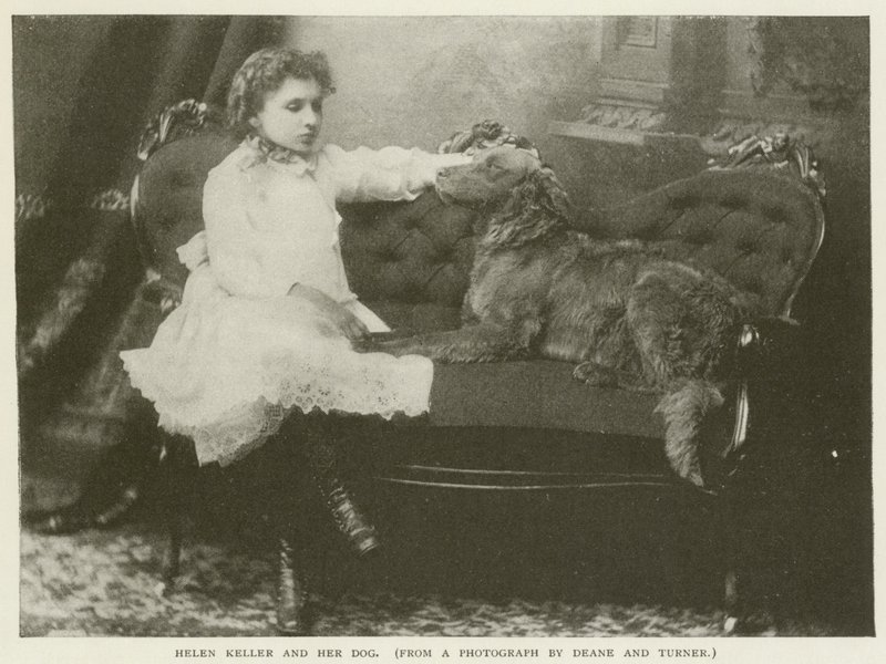 ヘレンケラーと彼女の犬 作： アメリカの写真家