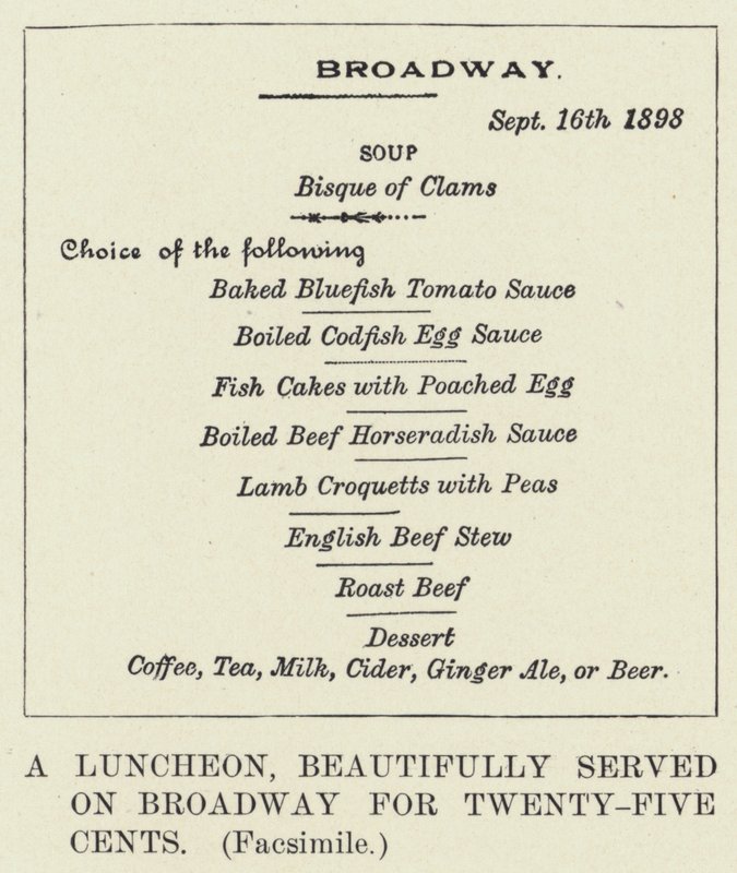A Luncheon, beautifully served on Broadway for Twenty-Five Cents, Facsimile (litho) 作： アメリカの学校