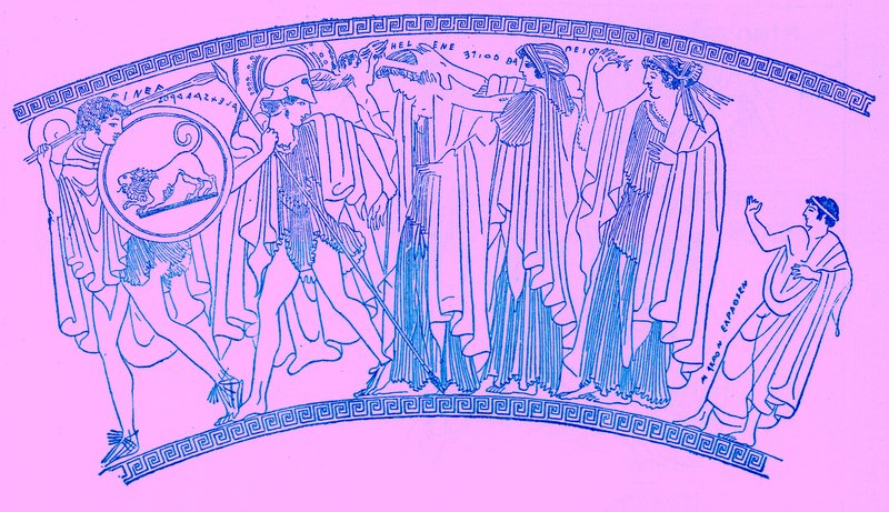 ヘレンの拉致、ビクターデュルイによるギリシャの歴史からのイラスト、1890年に発行（デジタル強化画像） 作： アメリカの学校
