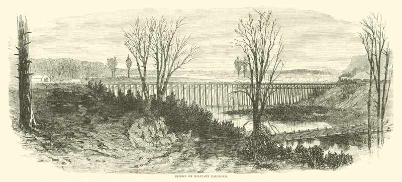 1865年3月の軍事鉄道橋 作： アメリカの学校