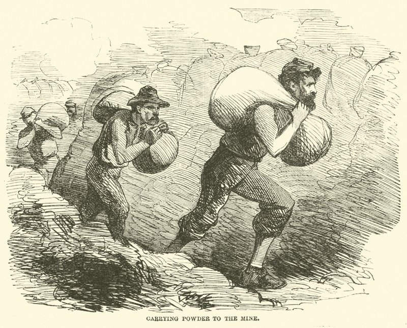 1864年7月、鉱山に粉を運ぶ 作： アメリカの学校