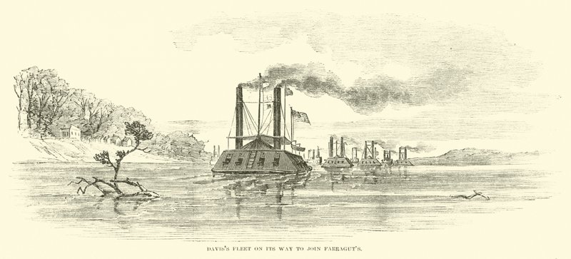 デイビス艦隊は1862年7月、ファラガッツに加わる途中 作： アメリカの学校