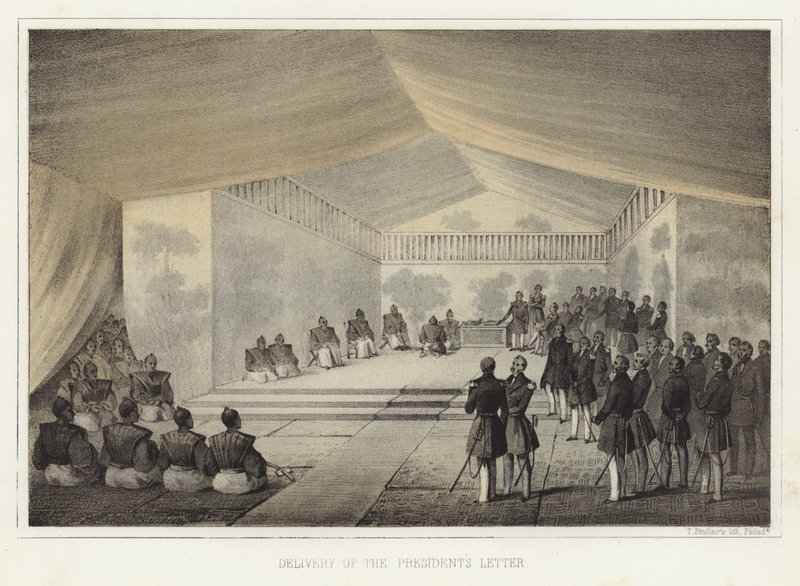 1853年7月14日、日本、久里浜大統領の手紙の配達 作： アメリカの学校