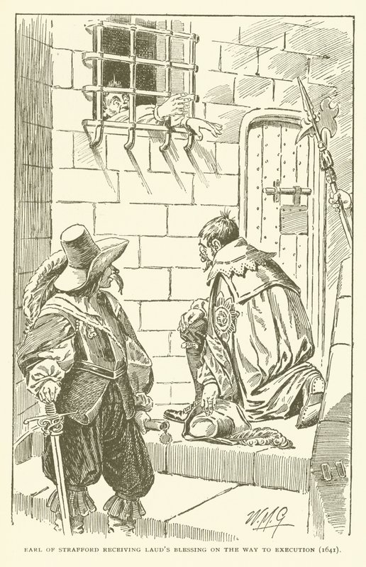 処刑の途中でラウドの祝福を受けるストラフォード伯爵 (1641年) (エングレーヴィング) 作： アメリカの学校