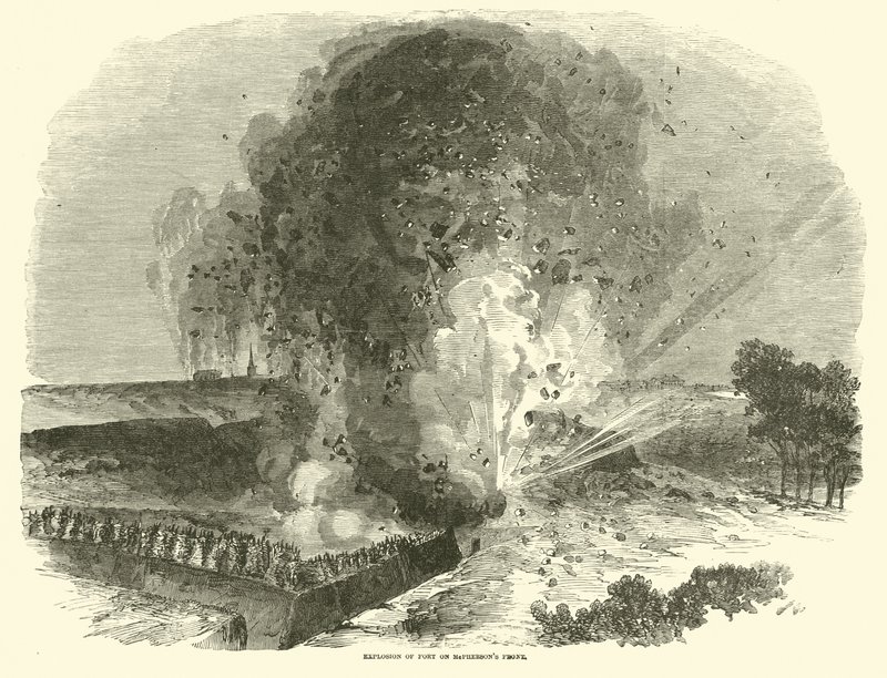1863年6月、マクファーソンズフロントでの砦の爆発 作： アメリカの学校