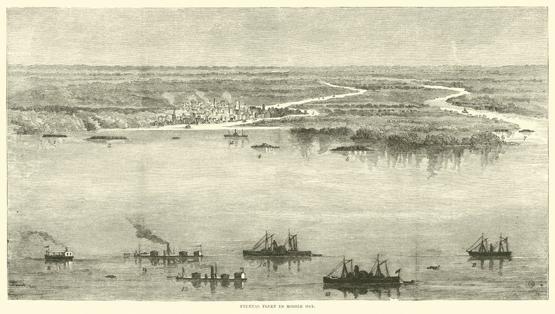 1864年8月、モバイルベイの連邦艦隊 作： アメリカの学校