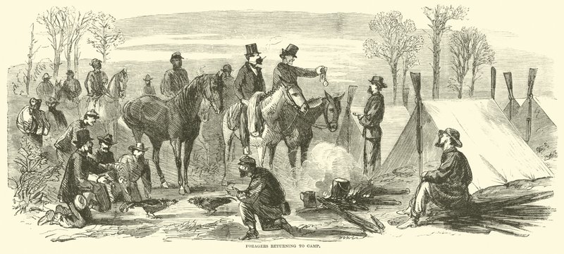 1865年3月、キャンプに戻った採餌者 作： アメリカの学校