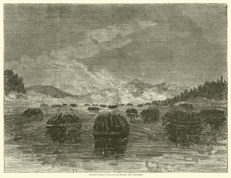 1863年10月、テネシーを下るヘイズンズ将軍旅団 作： アメリカの学校