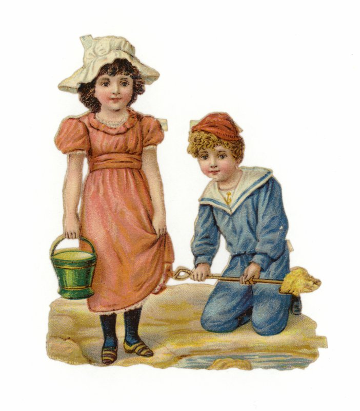 女の子と男の子の砂の城を構築 作： アメリカの学校