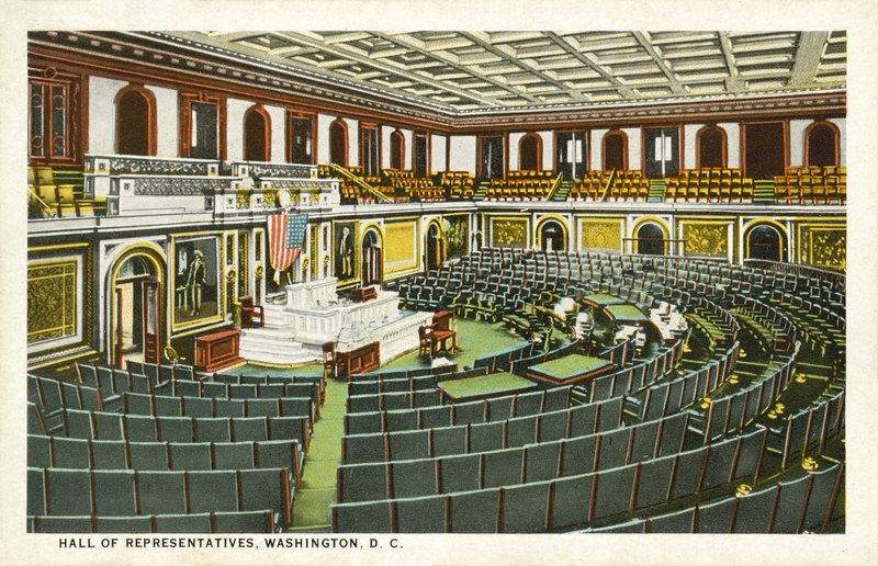 アメリカ・ワシントンDC「Hall Of Representatives」（カラーリトグラフ版 作： アメリカの学校