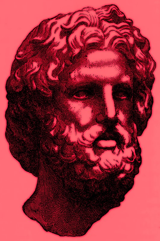 ゼウスの頭、ビクターデュルイによるギリシャの歴史からのイラスト、1890年に発行（デジタル拡張画像） 作： アメリカの学校