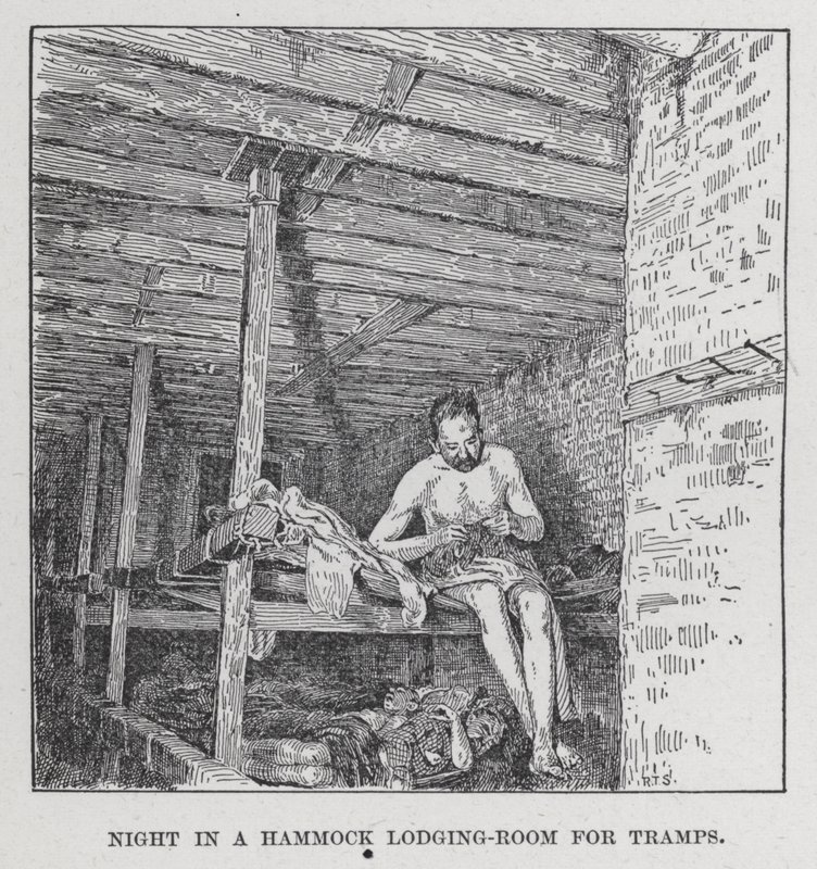 Night in a Hammock Lodging-Room for Tramps (litho) 作： アメリカの学校