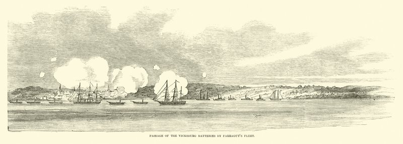 1862年6月、ファラガッツ艦隊によるヴィックスバーグ電池の通過 作： アメリカの学校