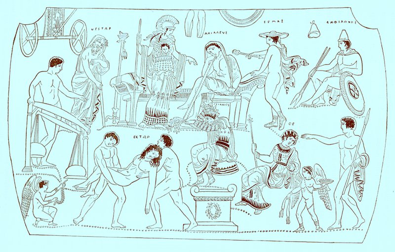 ヘクターの身代金、ビクターデュルイによるギリシャの歴史のイラスト、1890年に発行（デジタル強化画像） 作： アメリカの学校