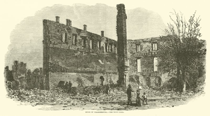 1864年9月、市庁舎のチェンバーズバーグの遺跡 作： アメリカの学校