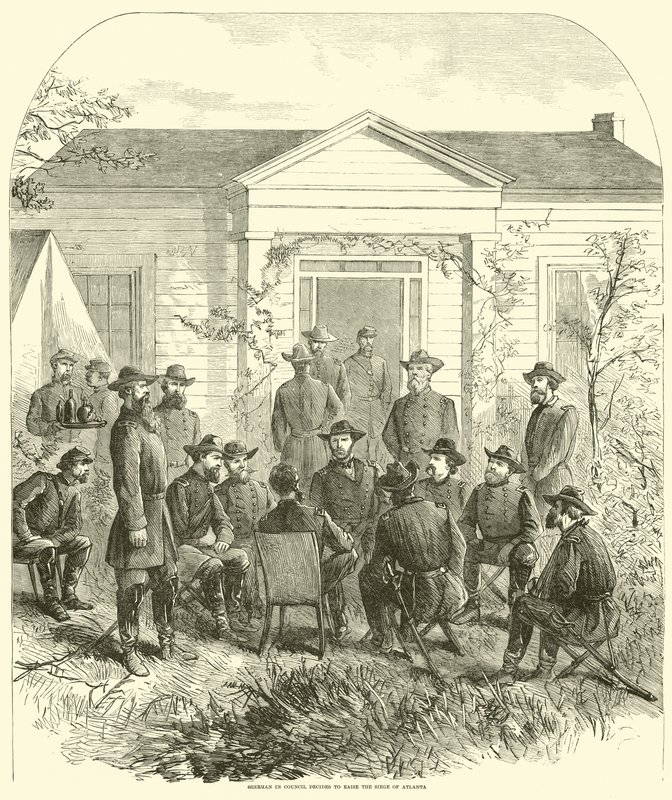1864年7月、評議会のシャーマンがアトランタ包囲戦を起こすことを決定 作： アメリカの学校