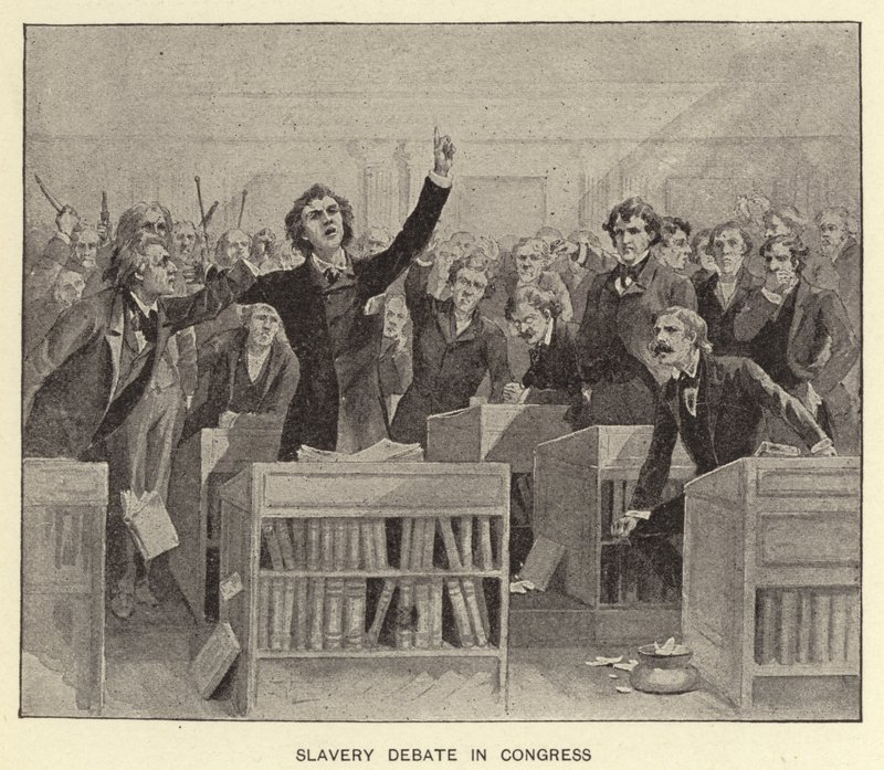 議会での奴隷制論争（リトグラフ） 作： アメリカの学校