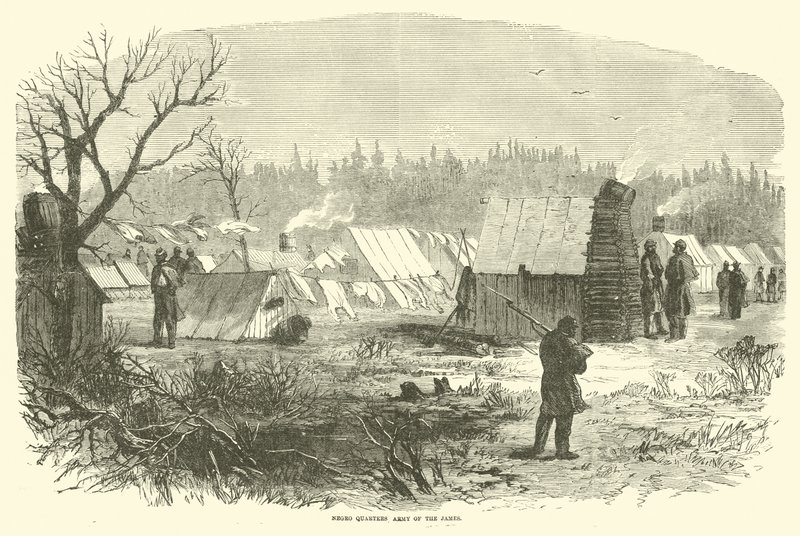 奴隷宿舎、ジェームズ軍、1865 年 3 月 作： アメリカの学校