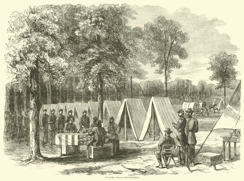 1864年9月、大統領に投票する兵士 作： アメリカの学校