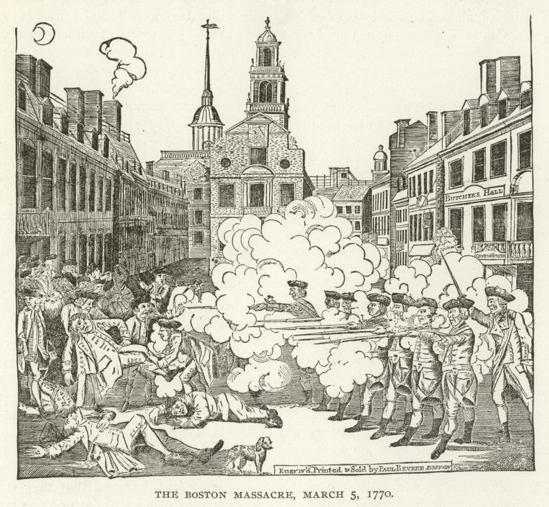 ボストン虐殺、1770年3月5日 作： アメリカの学校