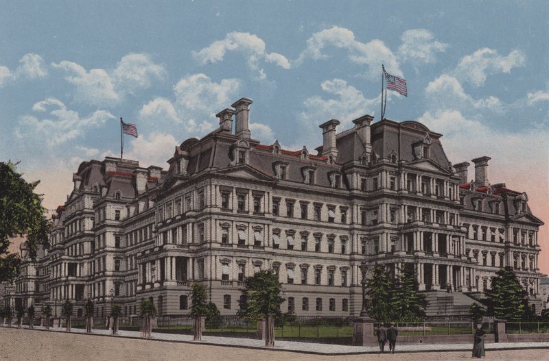 ワシントンD.C.の国防・海軍ビル（カラーリトグラフ） 作： アメリカの学校