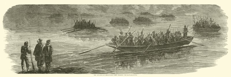 1863年4月、ラッパハノックを横切るセジウィック軍団の前進 作： アメリカの学校