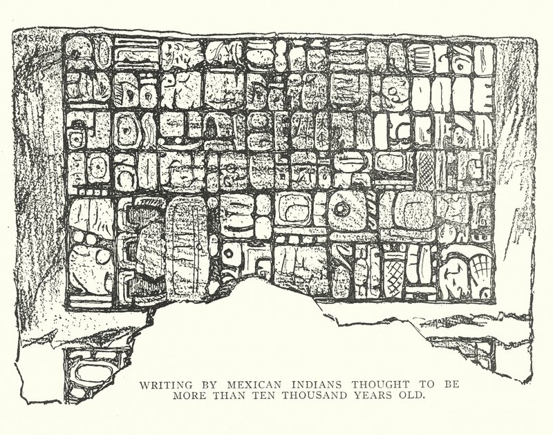 1万年以上前に書かれたとされるメキシコ・インディアンの文字（石版画） 作： アメリカの学校
