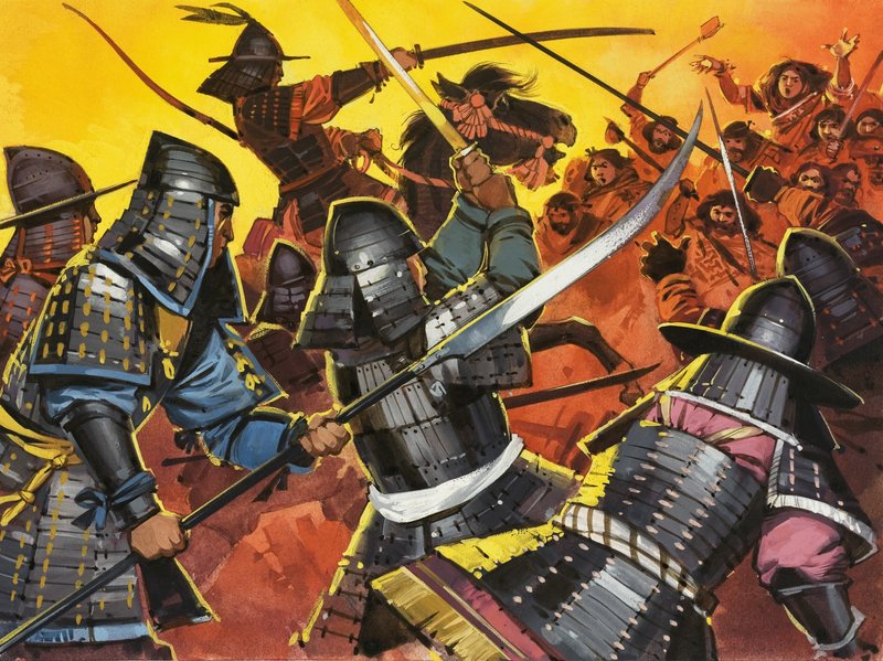 戦闘中の正体不明の日本人戦士たち 作： アンガス・マクブライド