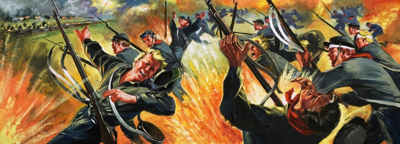未確認の戦闘シーン、おそらくアメリカ南北戦争 作： アンガス・マクブライド