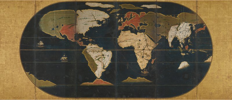 【1960年代】「基範世界大地図」帝国書院/ベルテルスマン社　共著 1487年の世界地図、ヘンリクス・マルテルス・ゲルマヌス作。 : r