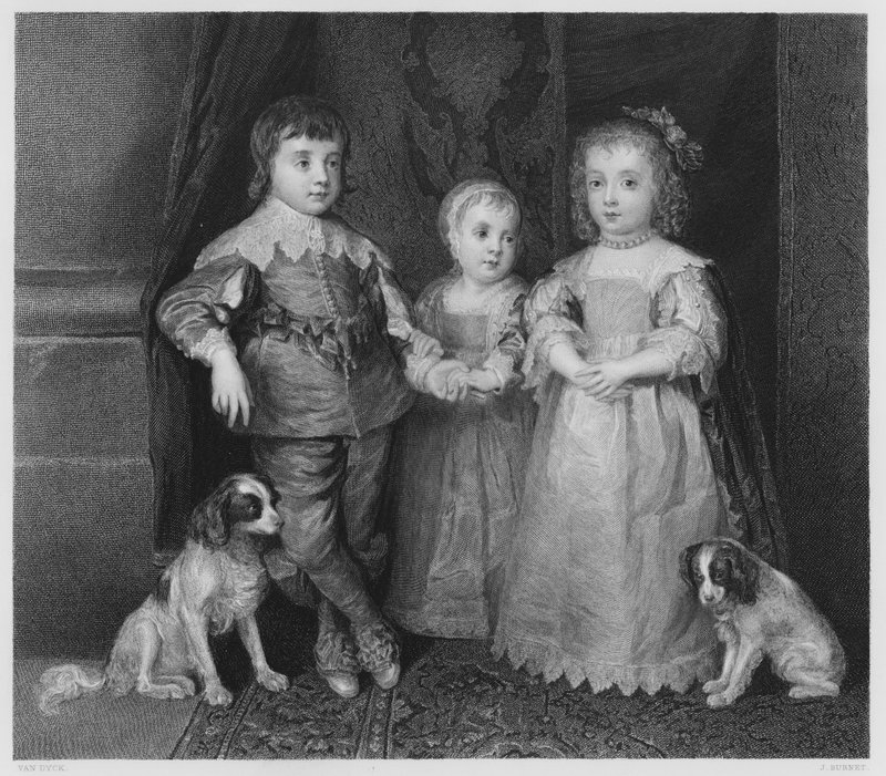 チャールズ1世の3人の子供たち（ロイヤル・コレクションの絵より）（エングレーヴィング 作： アンソニー・ヴァン（後）・ディック