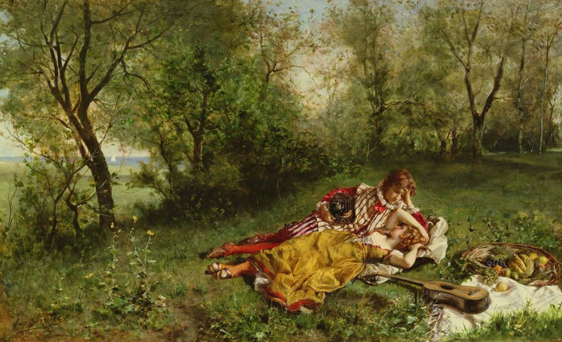モーリス・B・プレンダーガスト、「海辺のピクニック」、希少画集画 Auguste_Serrure_-_The_Picnic_-