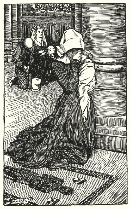 チャールズ・リードの「The Cloister and The Hearth」のイラスト（リトグラフ）。 作： Byam（後）Shaw