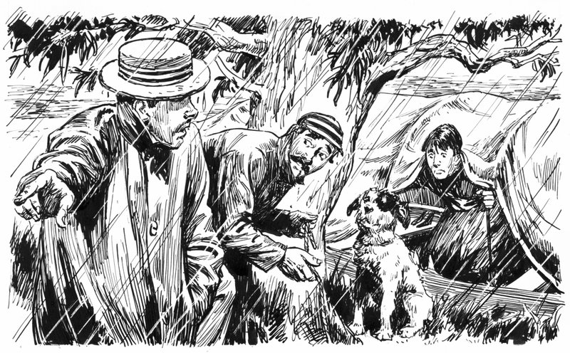ジェローム・K・ジェローム作『Three Men In A Boat』の挿絵（ペンとインク） 作： CL ダウティ