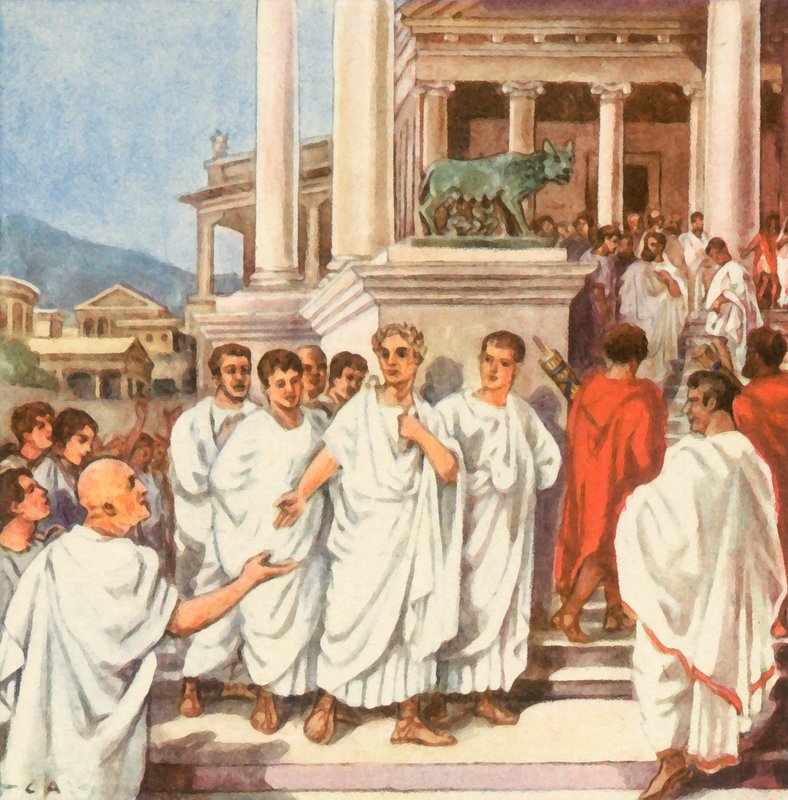 議事堂に向かうカエサル（エンハンスド・カラーリト） 作： 