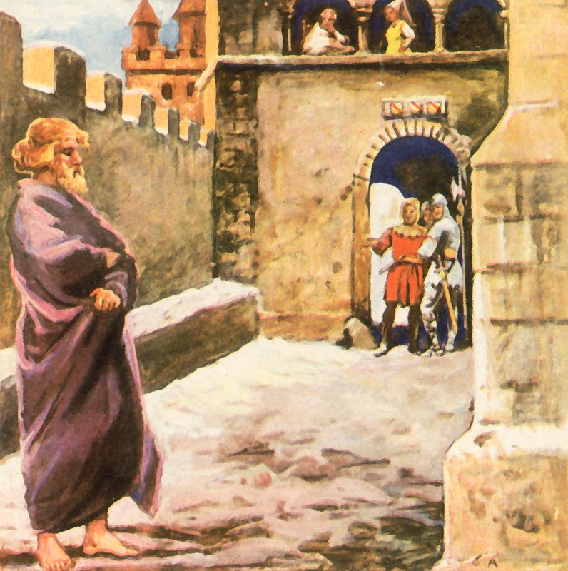 カノッサでの皇帝アンリ4世の懺悔行列（エンハンスド・カラーリトグラフ） 作： 