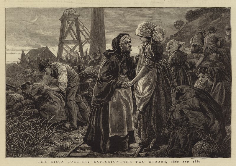 Risca Colliery Explosion、2つの未亡人、1860年と1880年 作： チャールズ・J・スタニランド