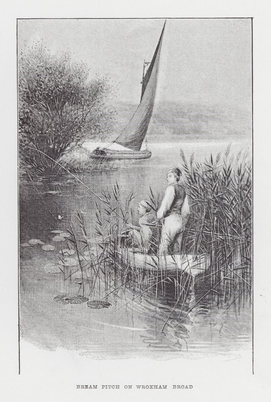 釣り：Wroxham BroadでのBream Pitch(litho) 作： チャールズ（後）ウィンパー