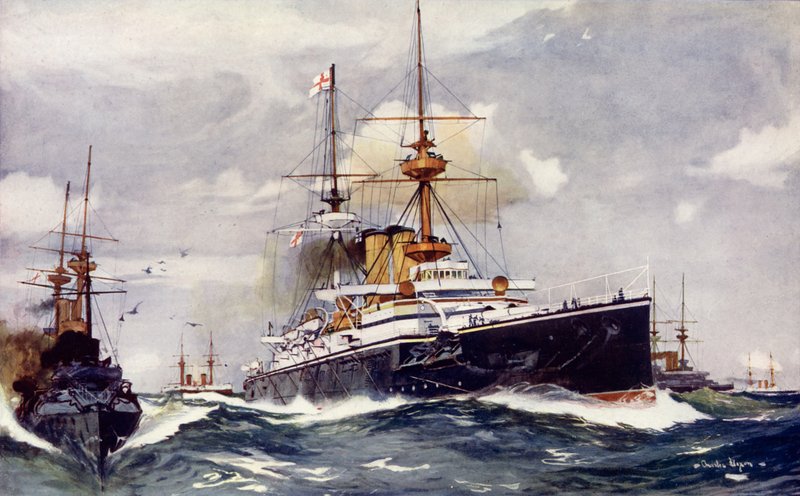 マジェスティック。海軍中隊の旗艦、1901 作： チャールズ・エドワード・ディクソン